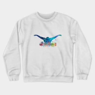 Swimmer in watercolor Crewneck Sweatshirt